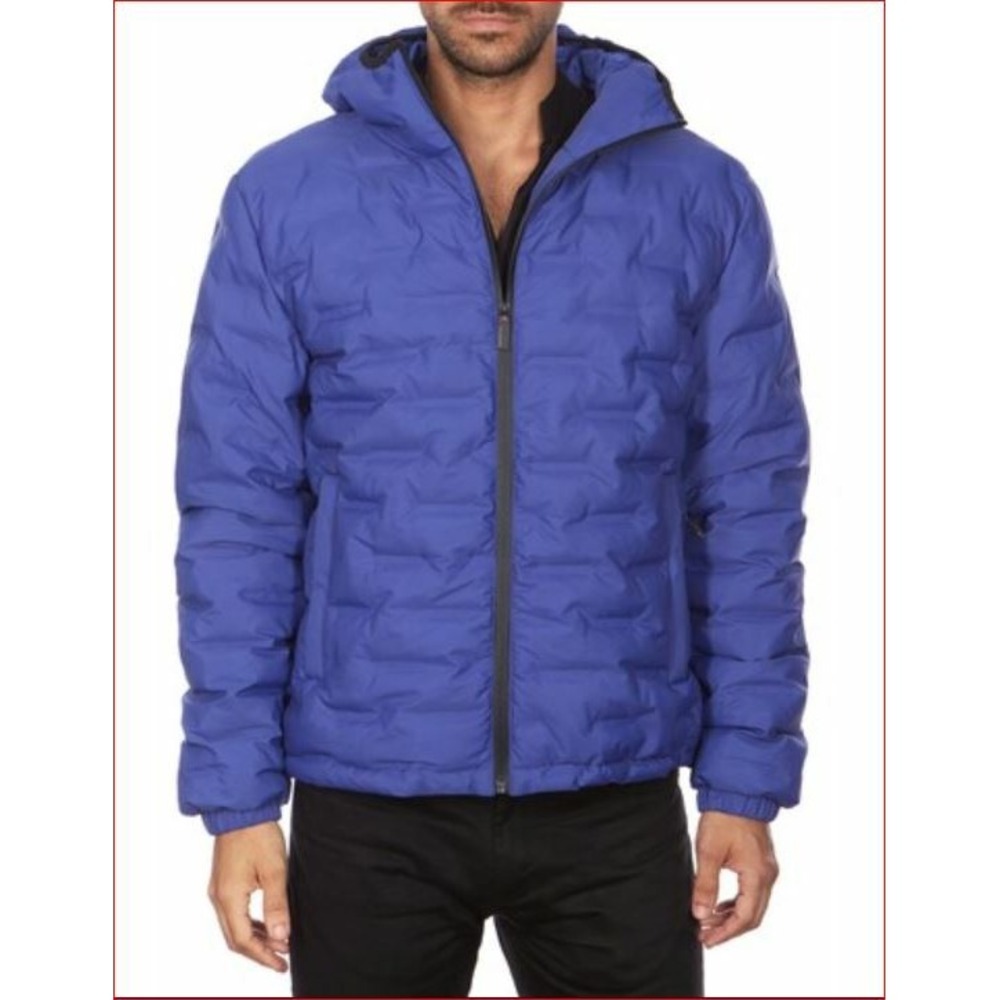 Avalanche men quilted jacket coat hooded AM8037-A blue sz M $120